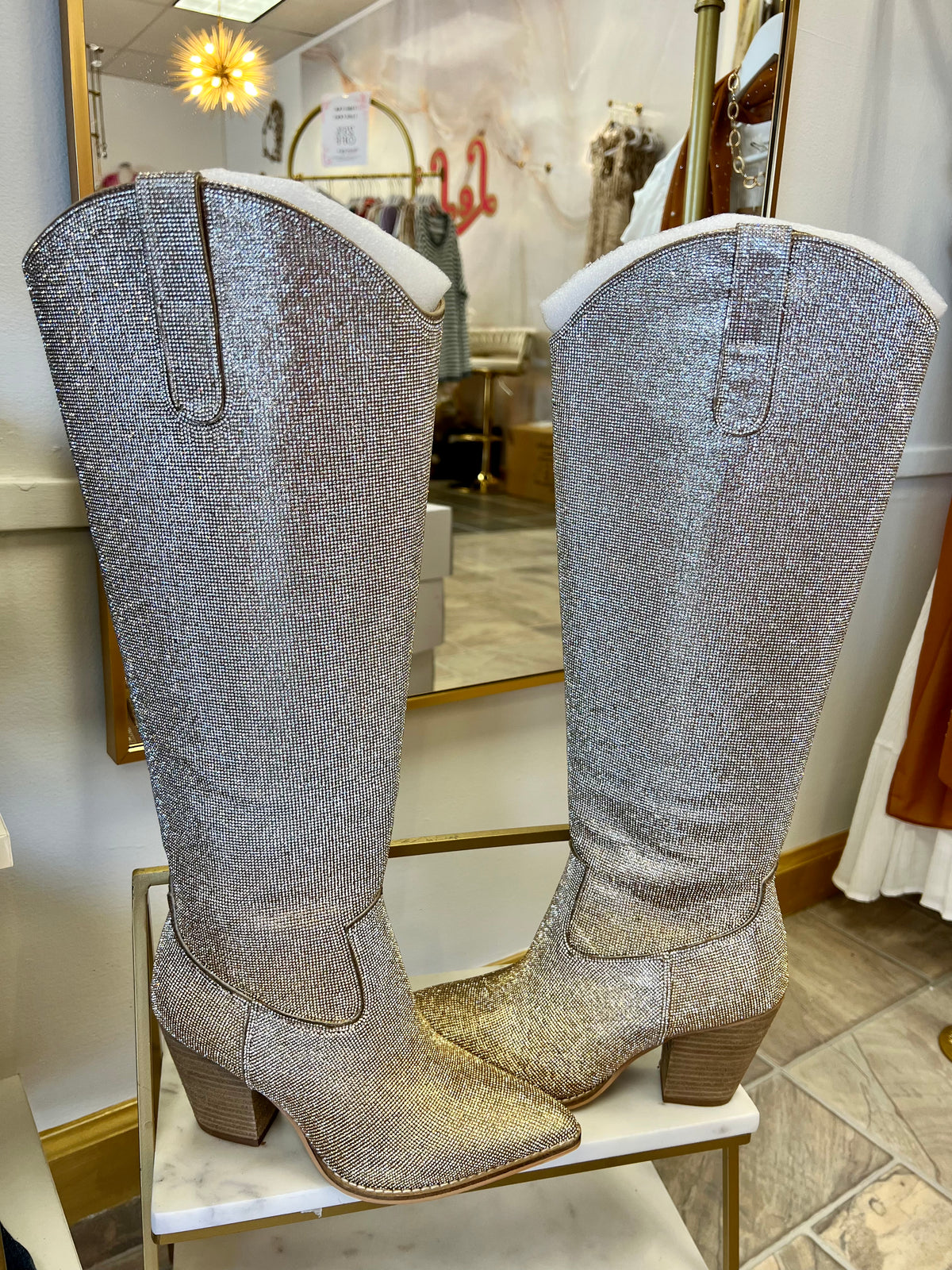Corkys Show Stopper Tall Boot - Gold Silver Ombre