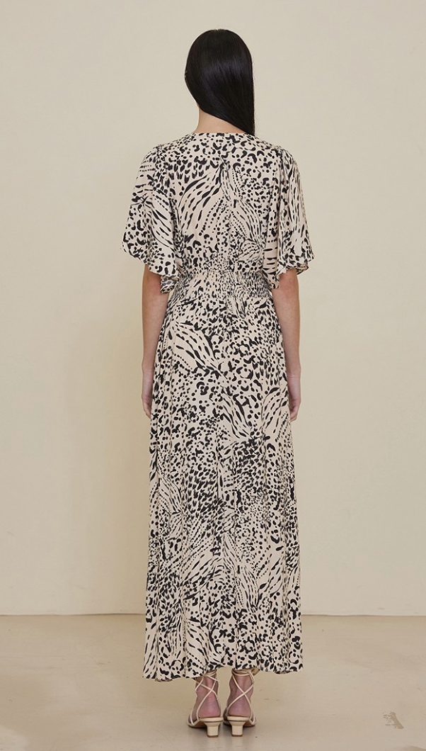 Set The Tone Maxi Dress - Ivory Animal Print