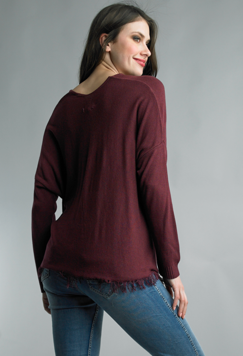 Love Me Fringe Tunic - Bordeaux