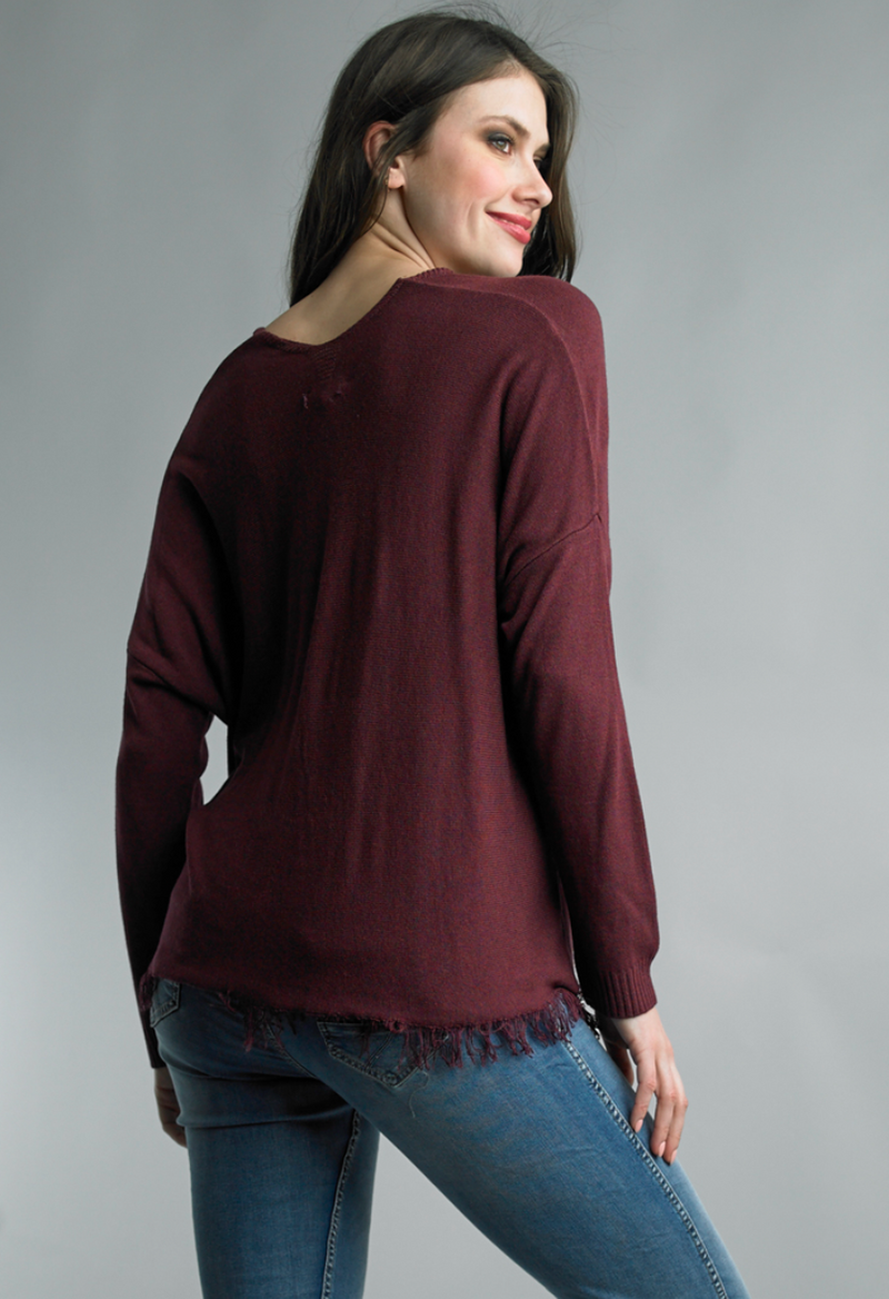 Love Me Fringe Tunic - Bordeaux