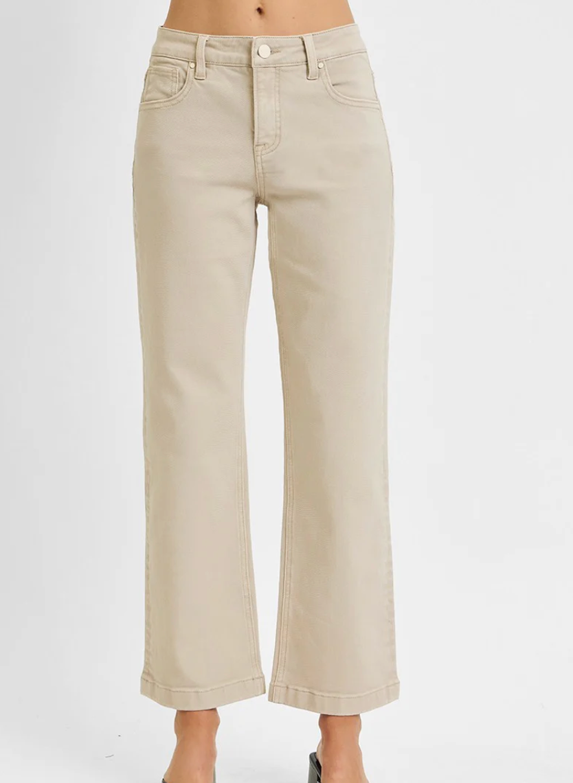 Risen Ankle Straight Jean - Almond