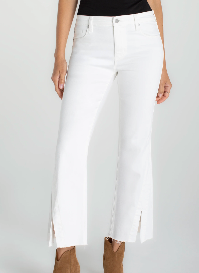 LIVERPOOL Hannah Crop Flare With Twisted Slit - Bright White