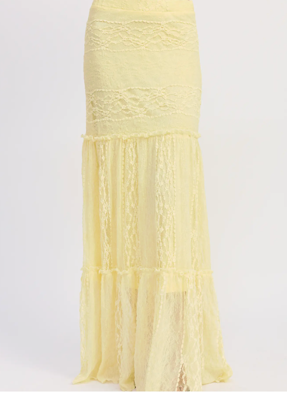 Tiered Maxi Skirt - Yellow