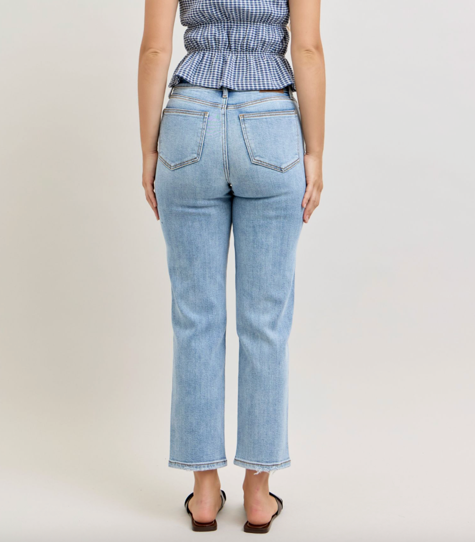 Judy Blue High Waist Ankle Straight - Light Wash