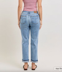 Judy Blue Mid-Rise Distressed Boyfriend Jean - Medium Wash