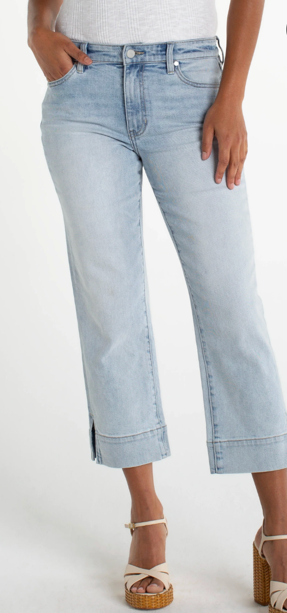 LIVERPOOL Kennedy Crop Straight Jean With Wide Hem And Slit - Breakwater
