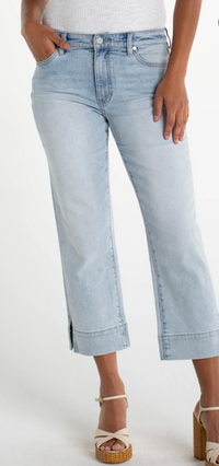 LIVERPOOL Kennedy Crop Straight Jean With Wide Hem And Slit - Breakwater