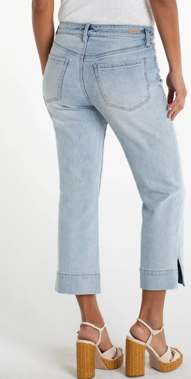 LIVERPOOL Kennedy Crop Straight Jean With Wide Hem And Slit - Breakwater