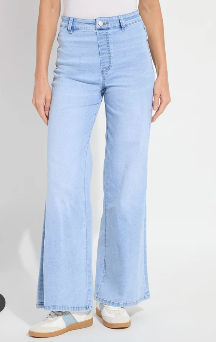 Lysee Iris Wide Leg Denim - Bleached Blue