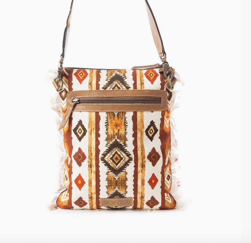 Myra Tapestry Crossbody - Brown & White