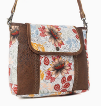 Myra Oakline Cotton & Leather Shoulder Bag - Powder Brown