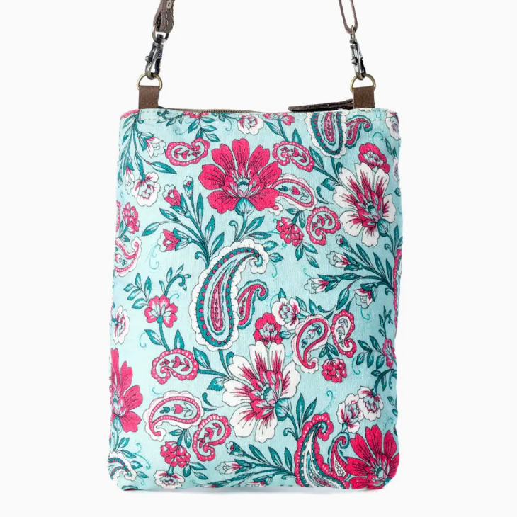 Myra Paisley Floral Crossbody Bag - Turquoise