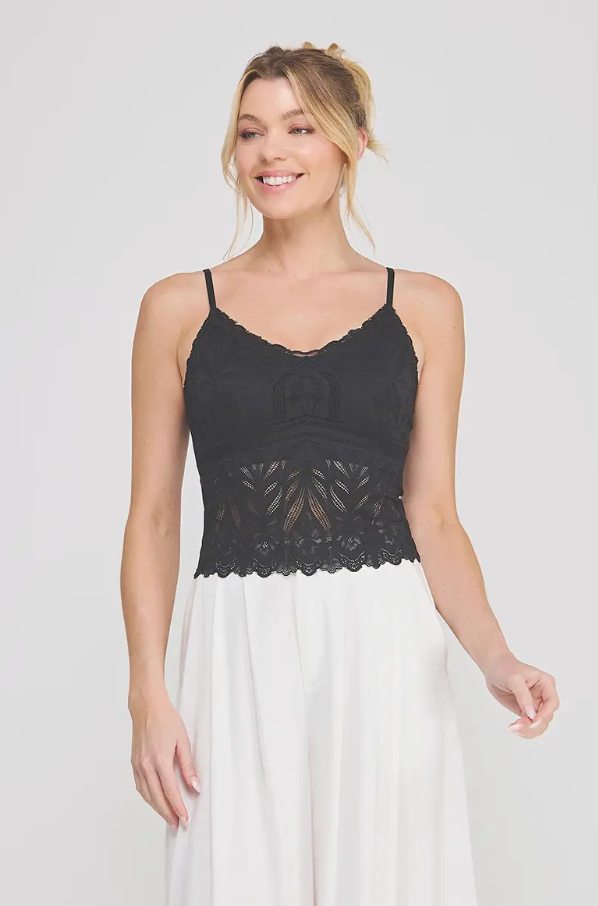 Black Floral Lace Bralette - Black