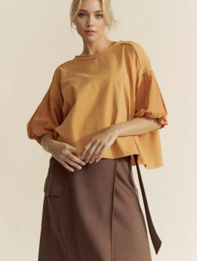Pumpkin Puff Sleeve Top