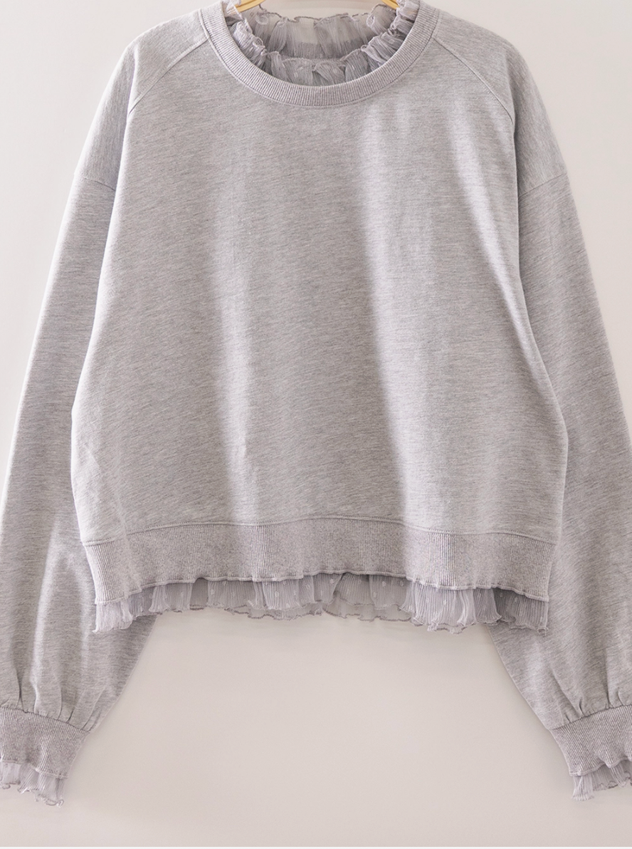 Lace Sweatshirt - Gray