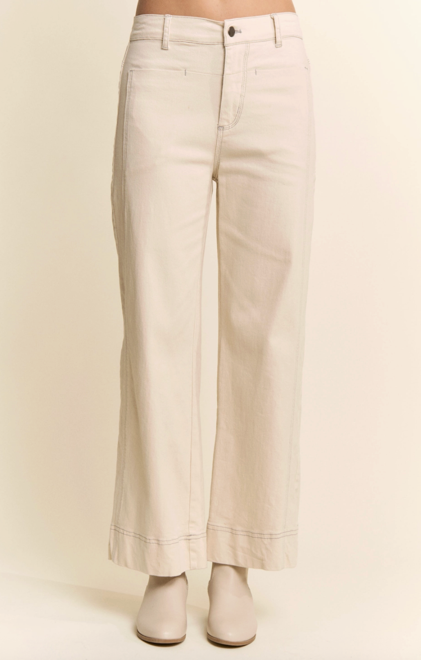 Beige Wide Leg Denim Pant