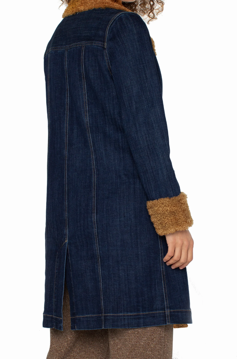 LIVERPOOL Sherpa Trimmed Notch Collar Jacket - Cinder Bloom