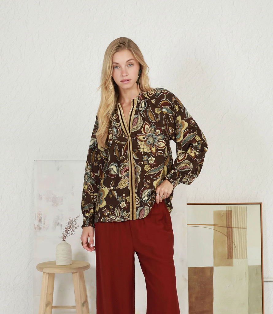 Brown Floral Top