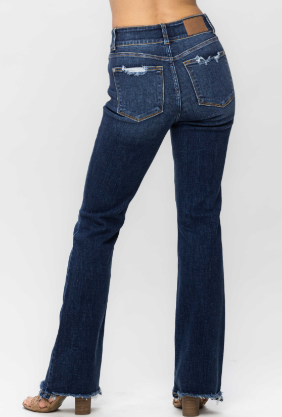 Judy Blue Double Button Frayed Bootcut Jean