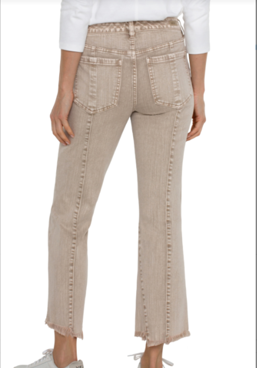 LIVERPOOL Hannah Crop Flare - Biscuit Tan Mineral