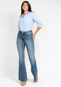 Judy Blue Vintage Wash Cut Hem Flare Jeans