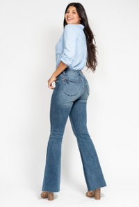 Judy Blue Vintage Wash Cut Hem Flare Jeans