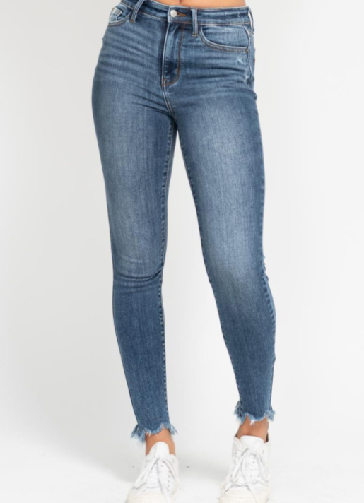 Judy Blue Skinny Shark Bite Hem Jeans