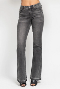 Judy Blue Midrise Tummy Control Gray Flare Jean