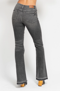 Judy Blue Midrise Tummy Control Gray Flare Jean