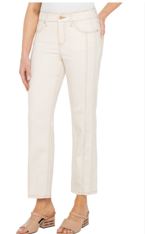 LIVERPOOL Kennedy Crop Straight With Seaming Details - Seaside Dunes