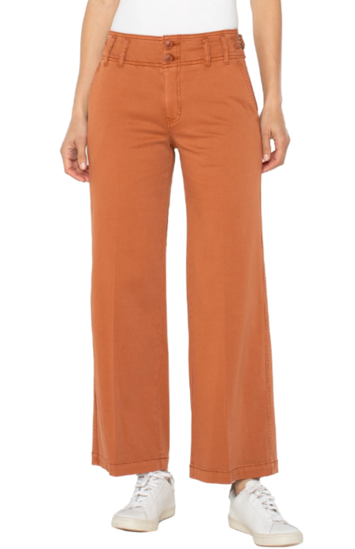 LIVERPOOL Hi-Rise Cinch Waist Wide Leg Pant - Ginger Spice