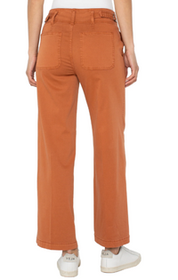 LIVERPOOL Hi-Rise Cinch Waist Wide Leg Pant - Ginger Spice