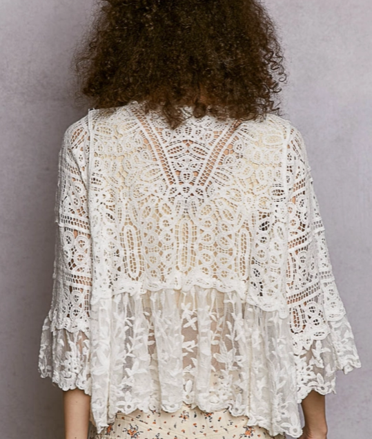 Natural Lace Crochet Cardigan