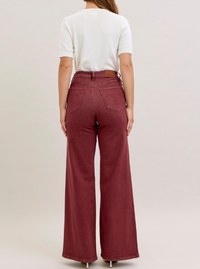 Judy Blue High Rise Retro Wide Leg - Burgundy