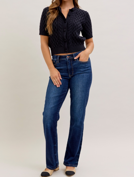 Judy Blue Mid-Rise Straight Leg Jean - Short