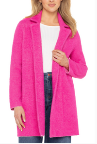 LIVERPOOL Open Front Coatigan Sweater - Deep Raspberry Pink