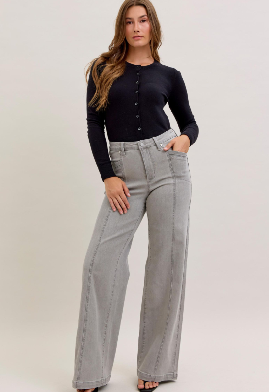 Judy Blue Gray Retro Wide Leg Jean