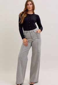 Judy Blue Gray Retro Wide Leg Jean