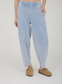 Acid Washed Knit Joggers - Lt Blue