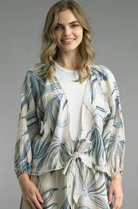 Tie Front Top - Beige Print