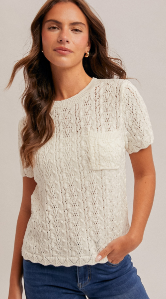 Ivory Lace Knit Top