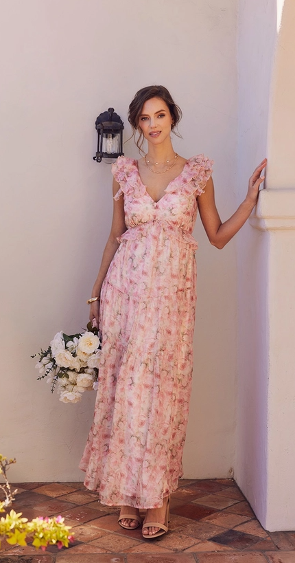 Pink Floral Maxi Dress