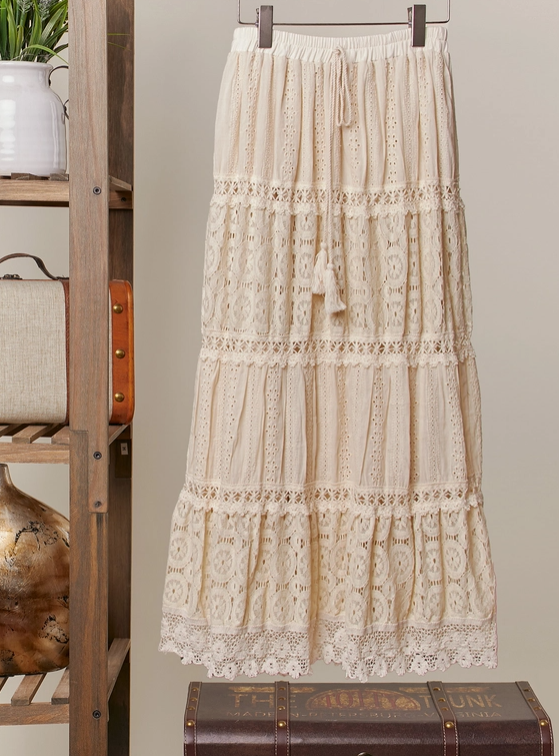 Ivory Lace Maxi Skirt