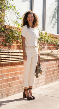 LIVERPOOL Collarless Short Sleeve Cropped Jacket - Desert Dunes