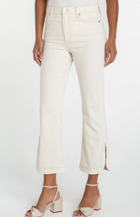 LIVERPOOL Hannah Crop Flare With Tulip Hem - Desert Dunes