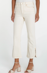 LIVERPOOL Hannah Crop Flare With Tulip Hem - Desert Dunes