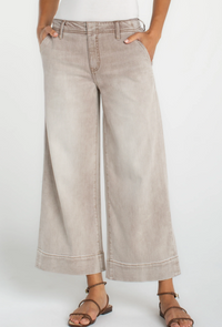 LIVERPOOL Weekender Crop Wide Leg - Antique Khaki