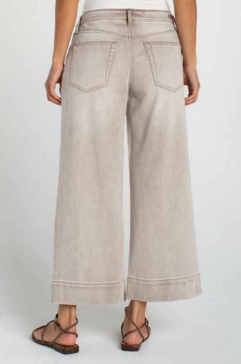 LIVERPOOL Weekender Crop Wide Leg - Antique Khaki