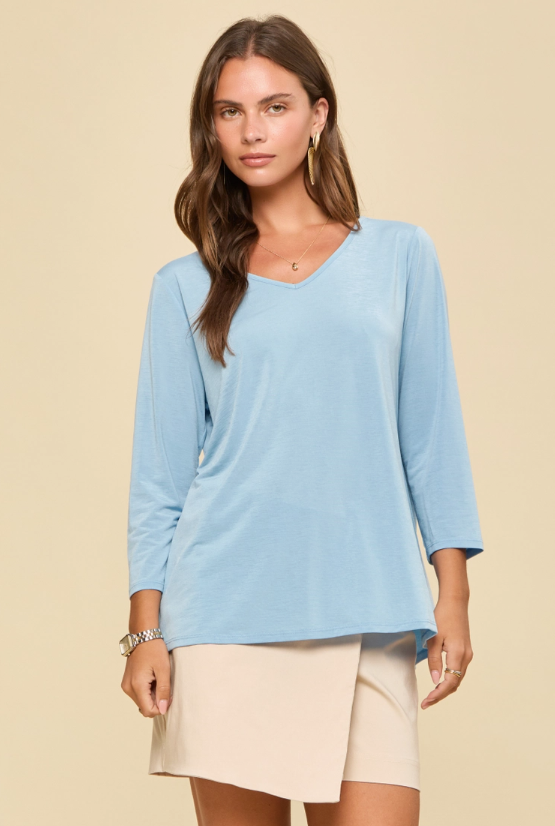 Classic V-Neck Top - Blue