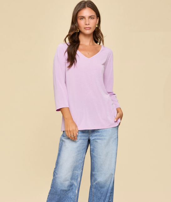 Classic V-Neck Top - Lilac